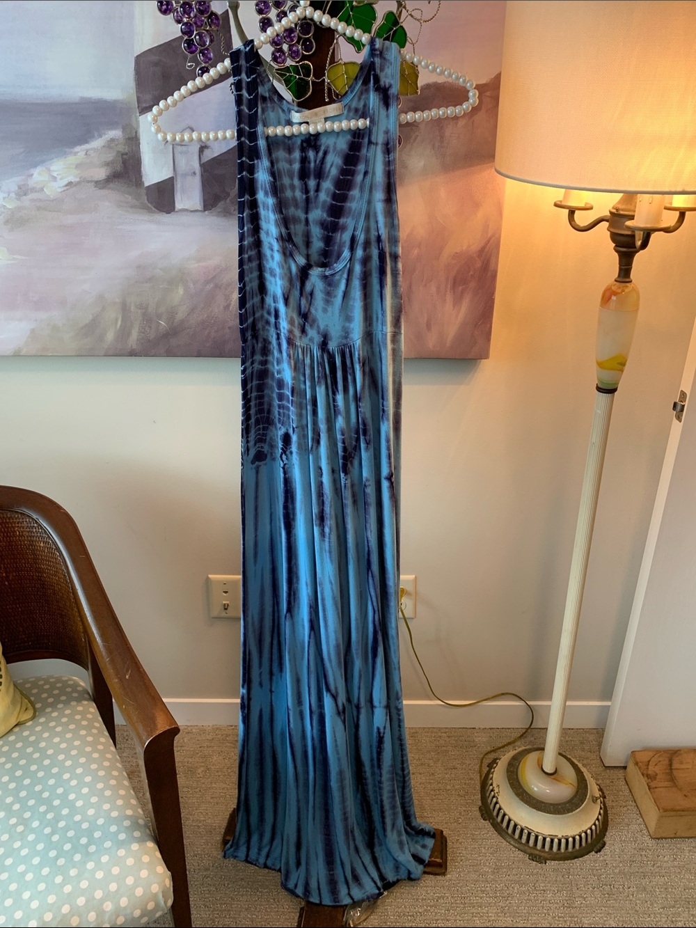 Boston Proper Blue Tie-Dye Maxi Dress Size XS like new